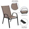 2026 NewBizChair 5 Pack Black Outdoor Stack Chair with Flex Comfort Material and Metal Frame