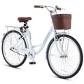 2026 NewViribus Women's Comfort Bike 24 inch Beach & City Cruiser Bicycle with Basket Rack White