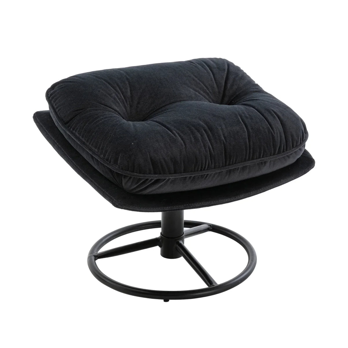 2026 NewVelvet Swivel Accent Chair with Ottoman, Modern Chaise Lounge Chair with Metal Frame and Footstool, Comfy Armchair Reading Chair for Living Room Bedroom Office,Blue