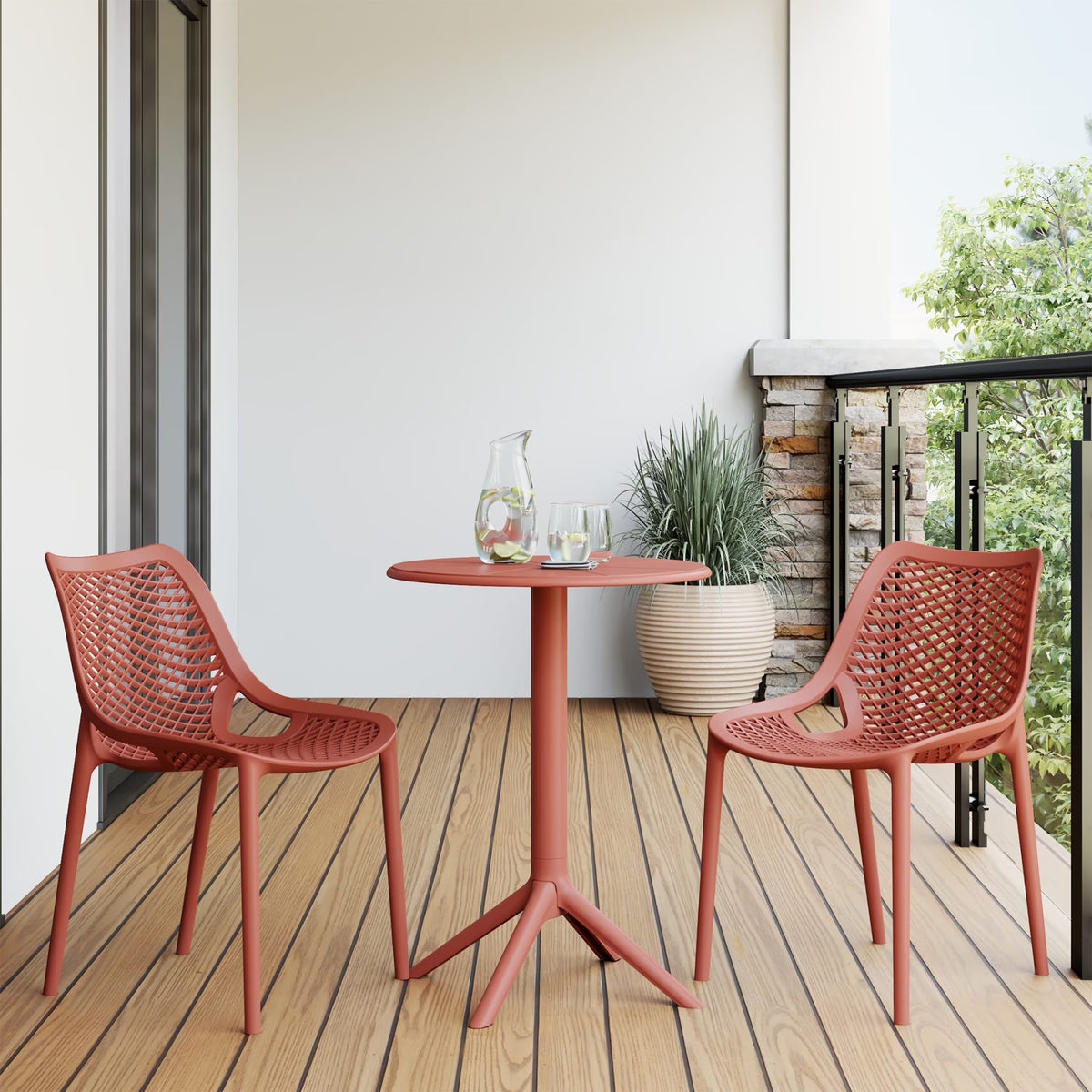 2026 NewWestinTrends Playa 3-Piece Outdoor Resin Patio Bistro Set with Stackable Patio Dining Side Chairs, Olive Green