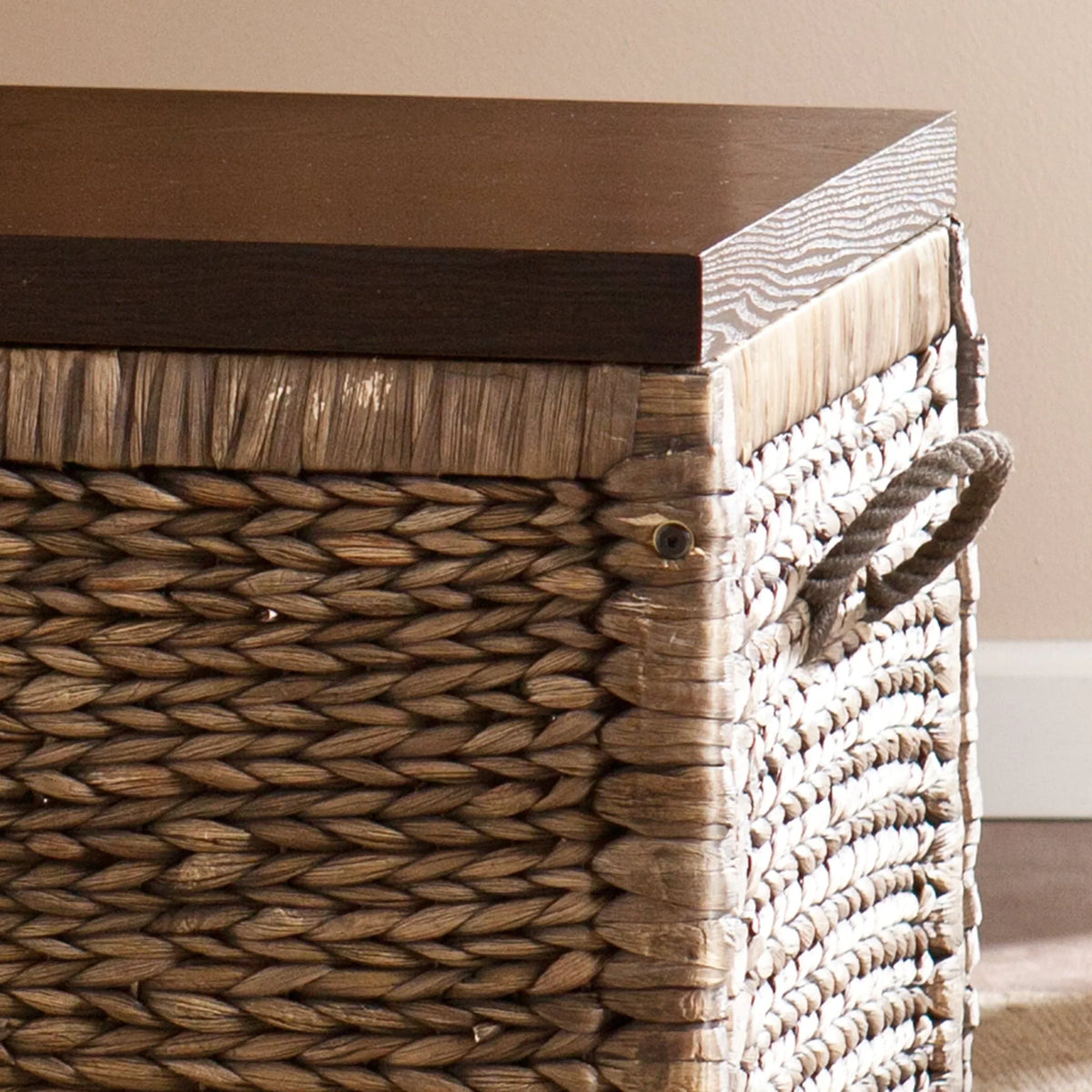 2026 NewSamford Water Hyacinth Storage Trunk, Blackwashed with Espresso