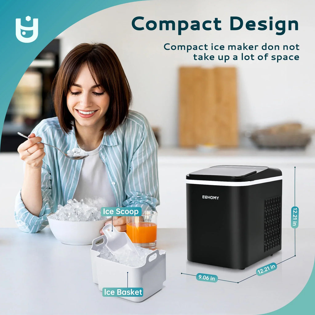 2026 NewEUHOMY 35lbs/24H Nugget Ice Maker Countertop, Pebble Ice Maker Machine with Auto-Cleaning, Black