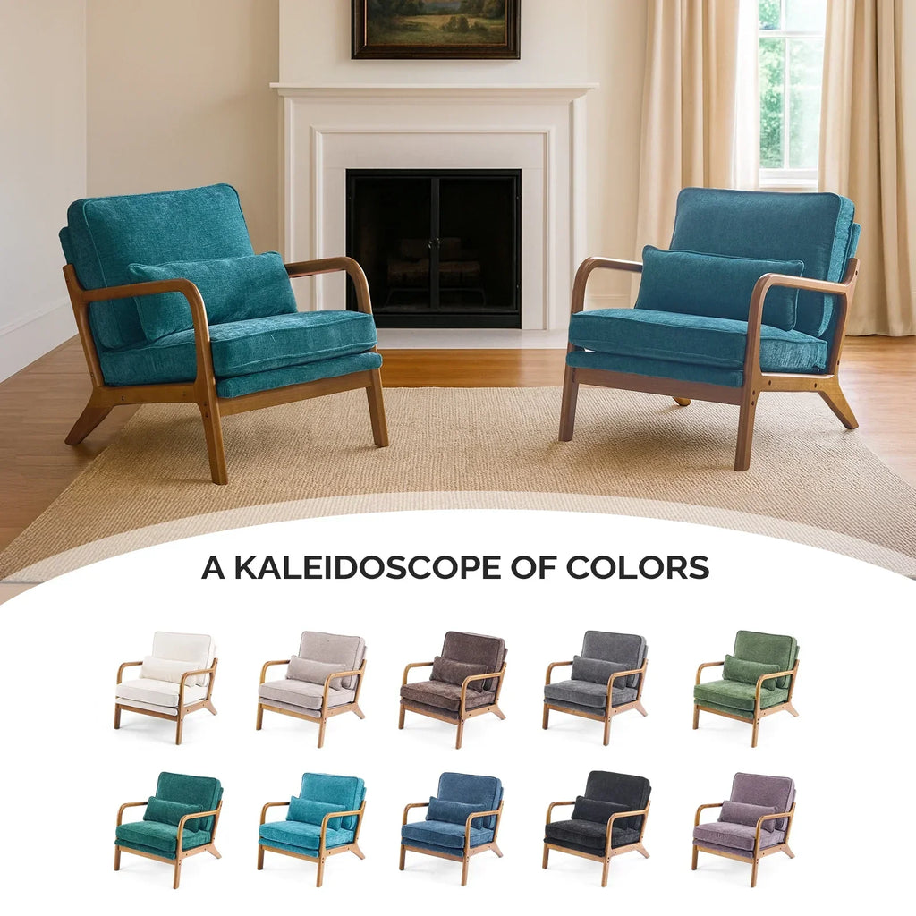 2026 NewKtaxon Accent Chair Corduroy Upholstered Armchair, Reading Club Chair with Pillow and Solid Wood Frame for Living Room Bedroom Furniture Off White