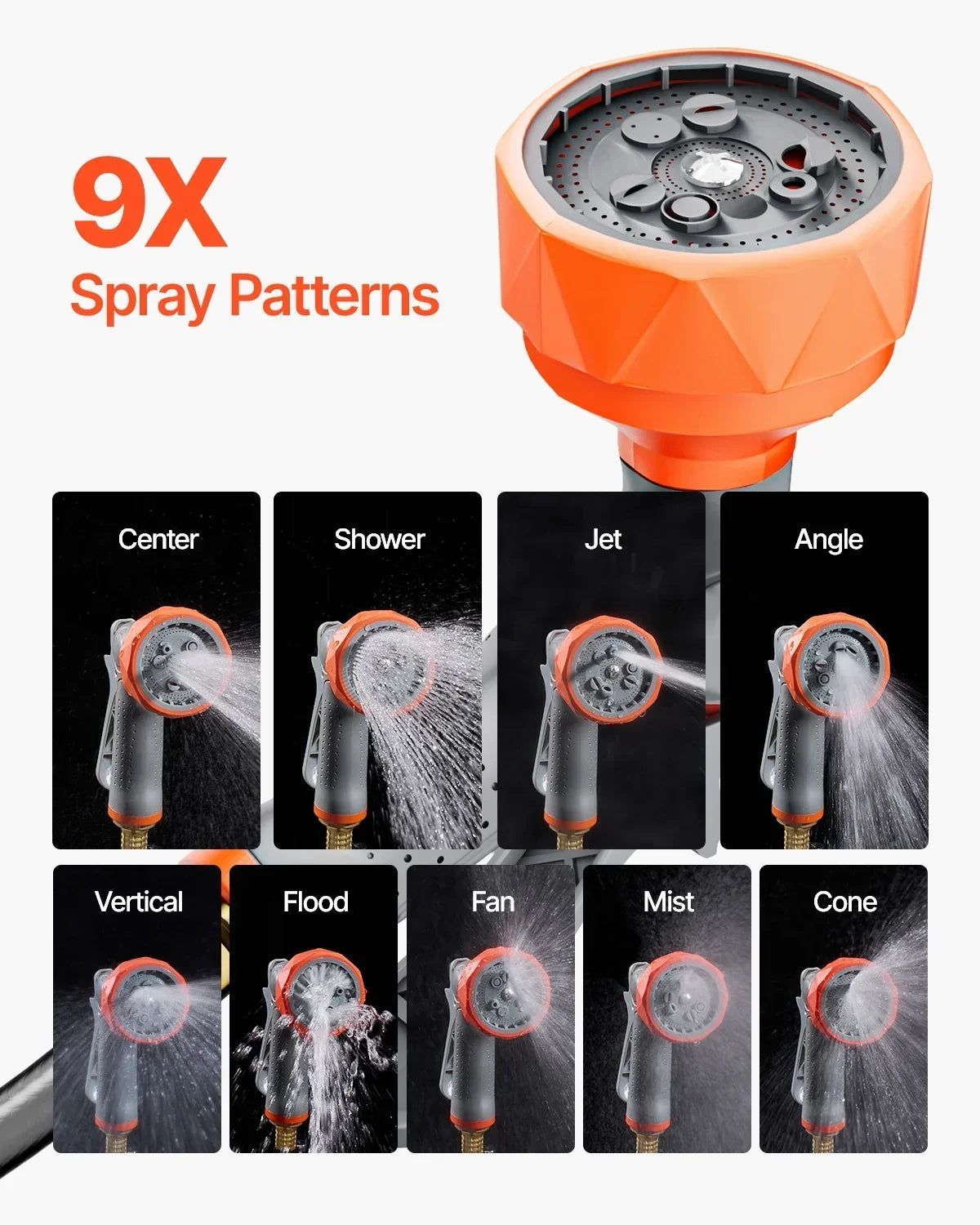 2026 NewVEVOR Retractable Garden Hose Reel, 5/8 Inch x 100 ft Wall Mounted Hose Reel, Heavy Duty Garden Hose Reel with 9 Patterns Nozzle, Any Length Lock, Upgraded Slow Return System and 180" Swivel Bracket