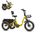 2026 NewAddmotor Electric Trike, 750W Foldable Electric Tricycle, Folding Electric Trike for Adults,48V 20Ah Removable Battery,20" Fat Tire Electric Trikes with Rear Speed Differential,M-330F Yellow