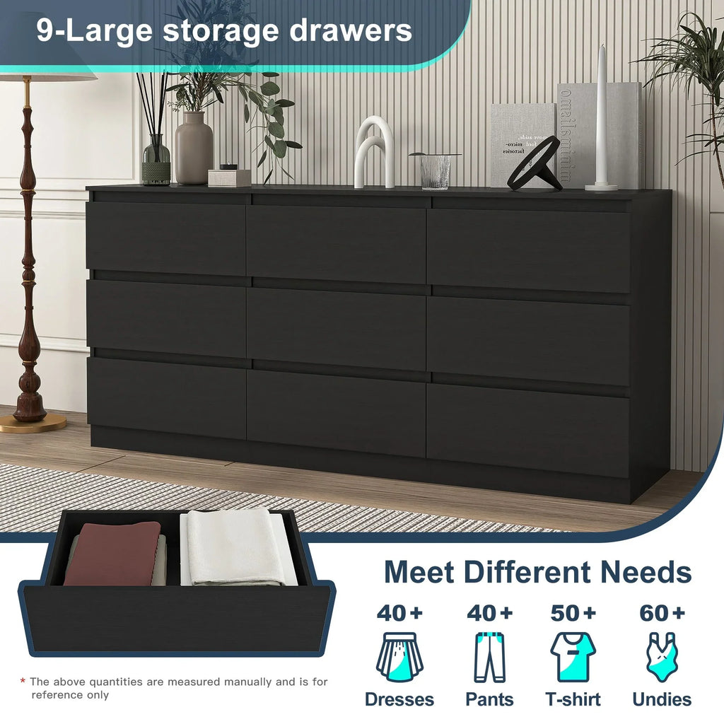 2026 NewResenkos Modern Mid Century 6 Drawer Wide Dressers Chests for Bedroom, Chest of Drawer Organizer Grey
