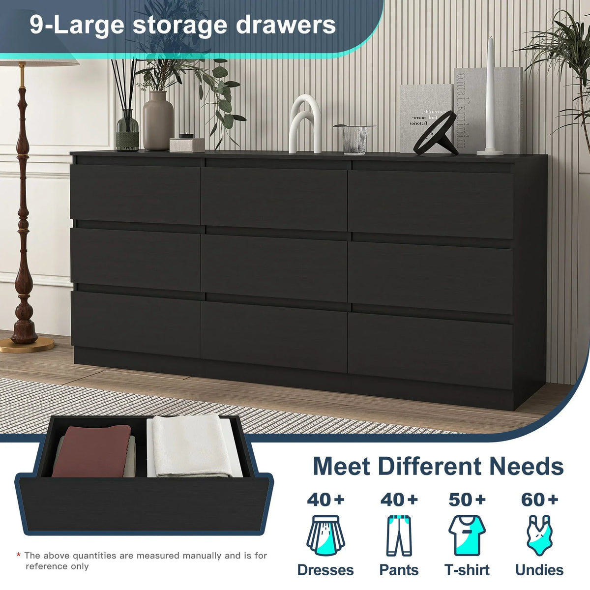 2026 NewResenkos Modern Mid Century 6 Drawer Wide Dressers Chests for Bedroom, Chest of Drawer Organizer Grey