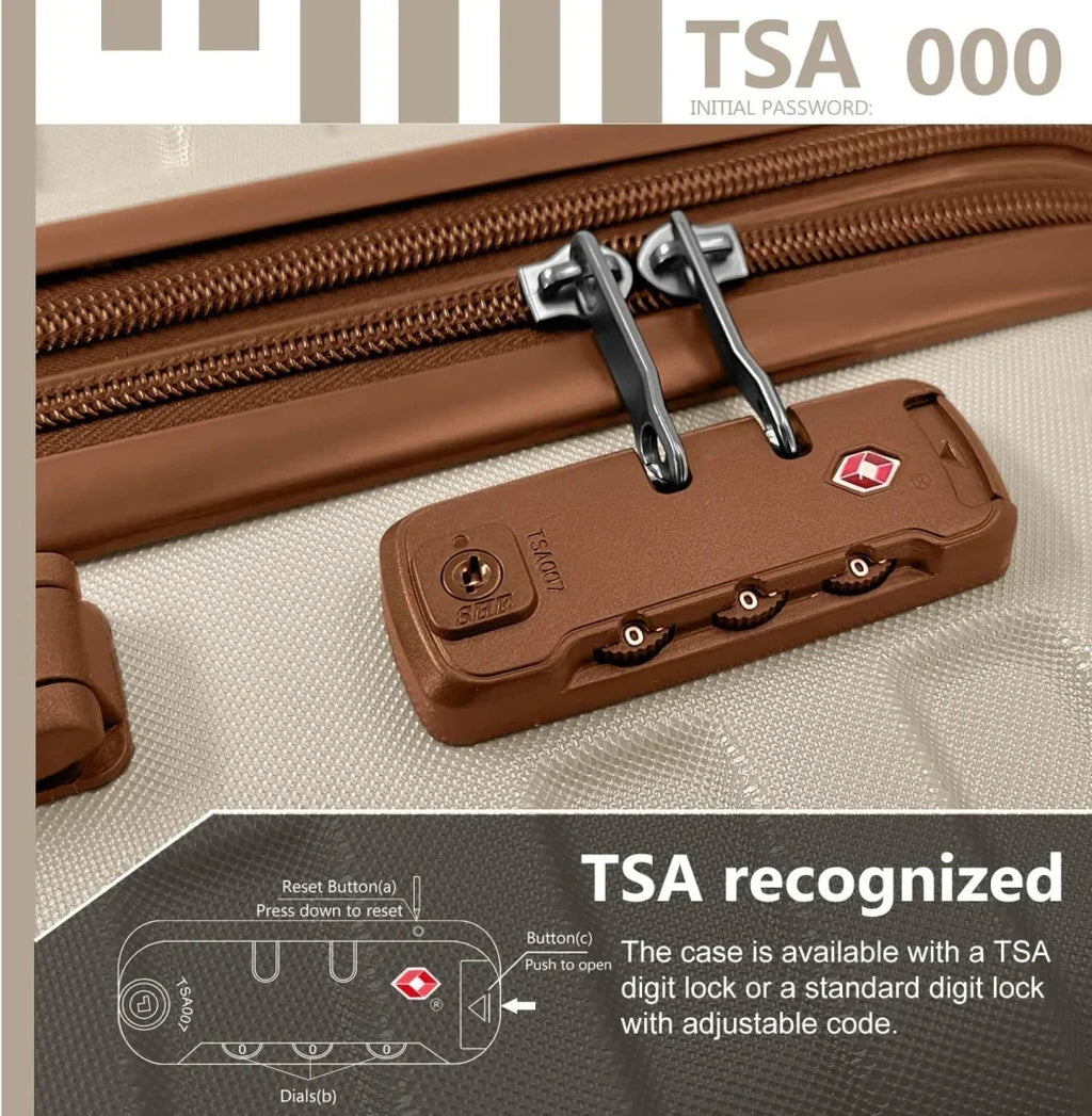 2026 New6-Piece Hardshell Luggage Set with Expandable Spinner Suitcases & TSA Lock, 25% Extra Capacity, Duffel Bag & Toiletry Kit, Cream ABS Suitcases