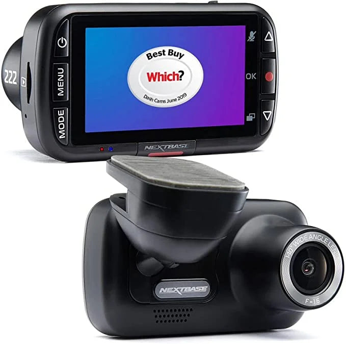 2026 NewNextbase 222X Compact Dual Dash Cam Front & Rear 2.5" HD IPS Screen, 1080p Full HD, 6 Layer Lens, Black, 0.17 lbs assembled.