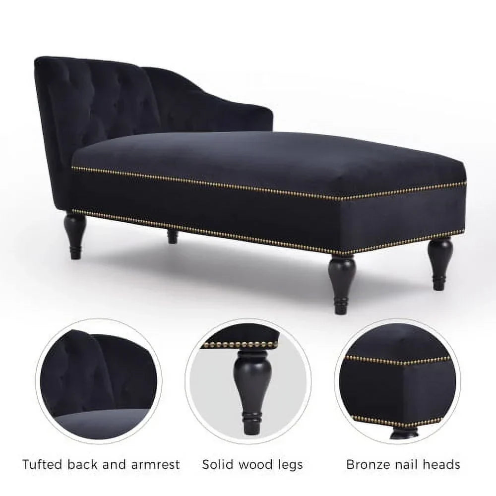 2026 NewTHINK 30,Velvet Chaise Lounge with Rolled Arm, 58” Upholstered Sofa Lounge Chair for Living Room Bedroom