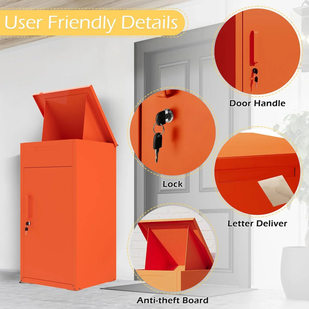 2026 NewAECOJOY Package Delivery Boxes for Outside Parcel Drop Box Outdoor Storage Box Wall Mounted Express Mail Package Delivery Box 17" x 16" x 38.3" Black
