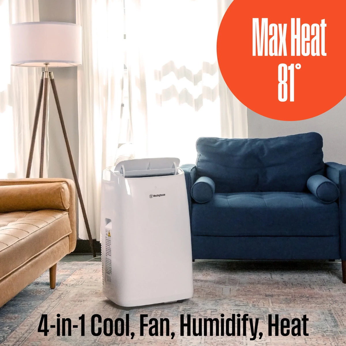 2026 NewWestinghouse 12,000 BTU Portable Air Conditioner & Dehumidifier with Remote & Smart App, up to 550 Sq Ft