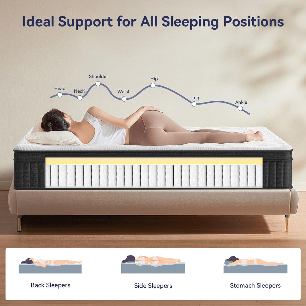 12 Inch Zoned Cooling Memory Foam Mattress Medium Support Comfort