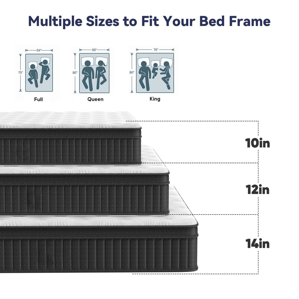 12 Inch Gel Infused Memory Foam Mattress Firm Support Cooling Comfort